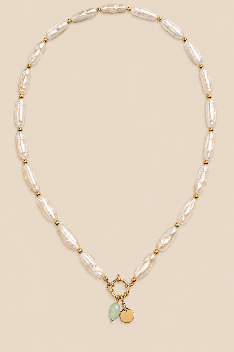Necklace COSMIC - pearl / amazonite-zoom-