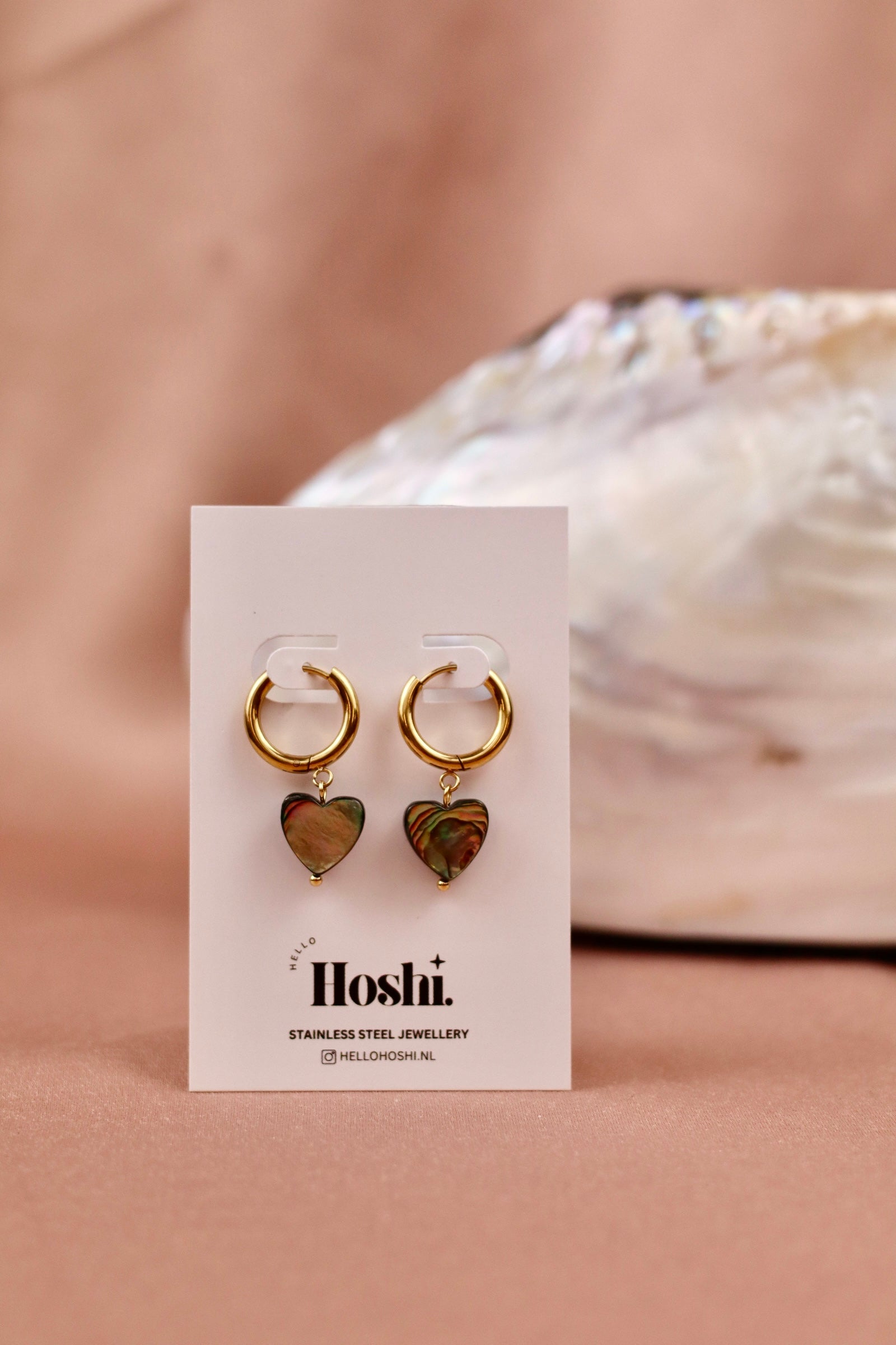 Earrings - Albalone heart