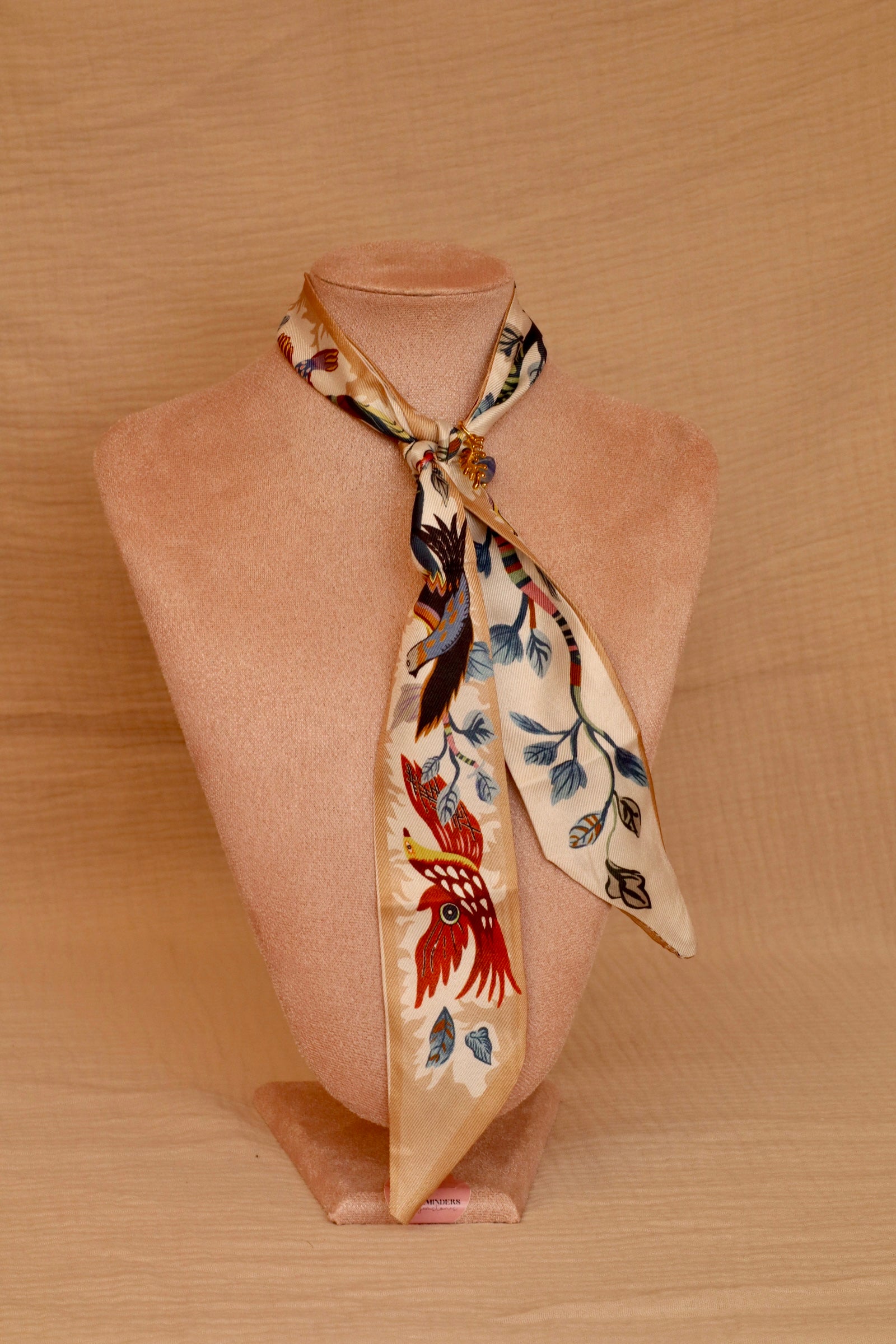BANDANA necklace - beige birds