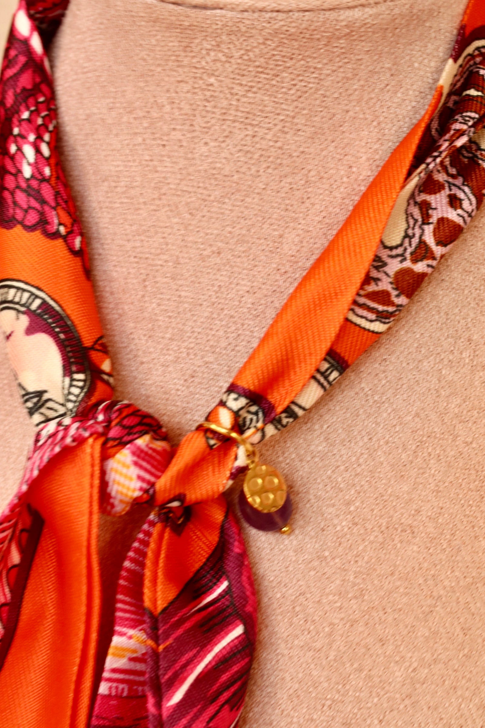 BANDANA necklace - pink orange rings-zoom-2