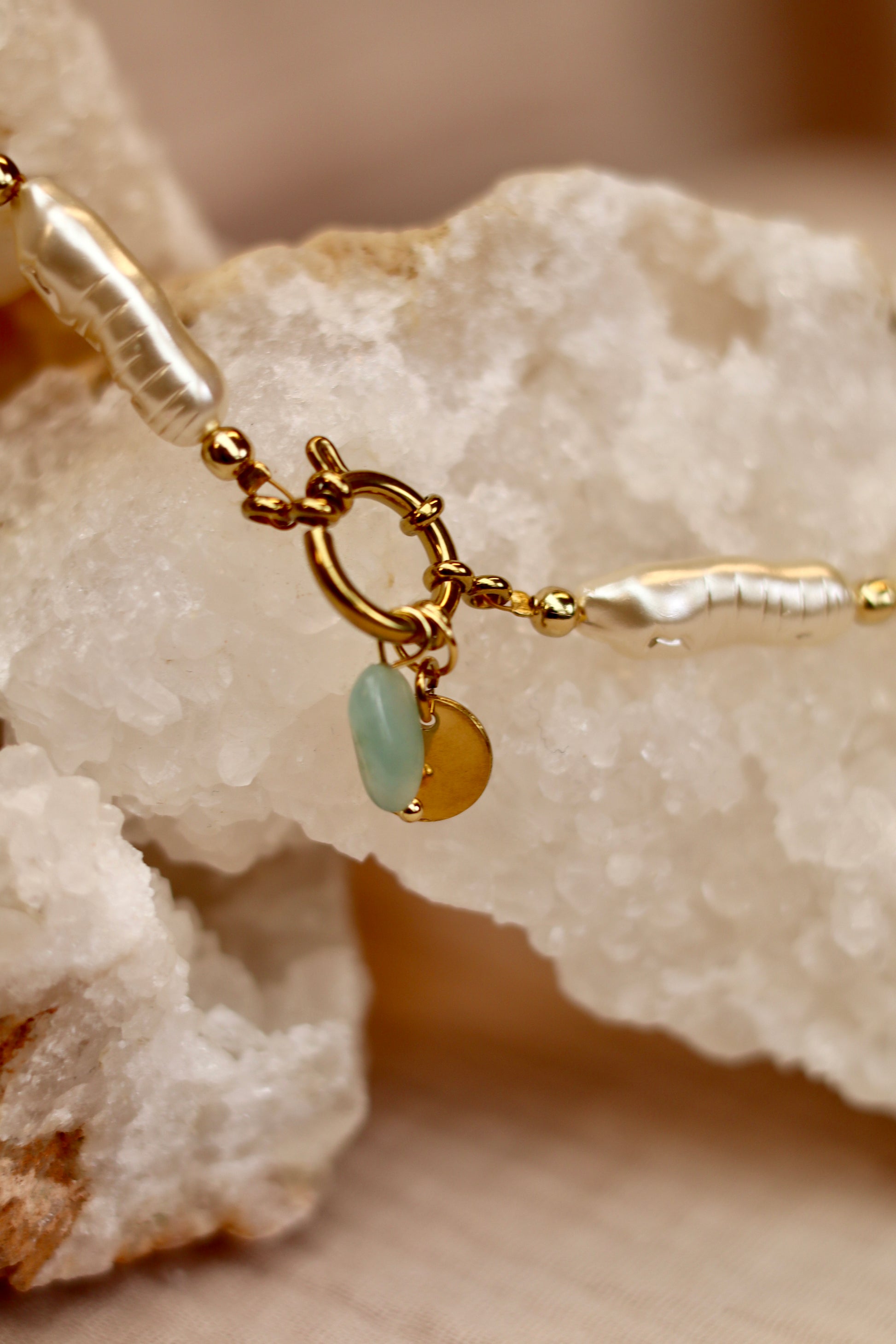 Necklace COSMIC - pearl / amazonite-2